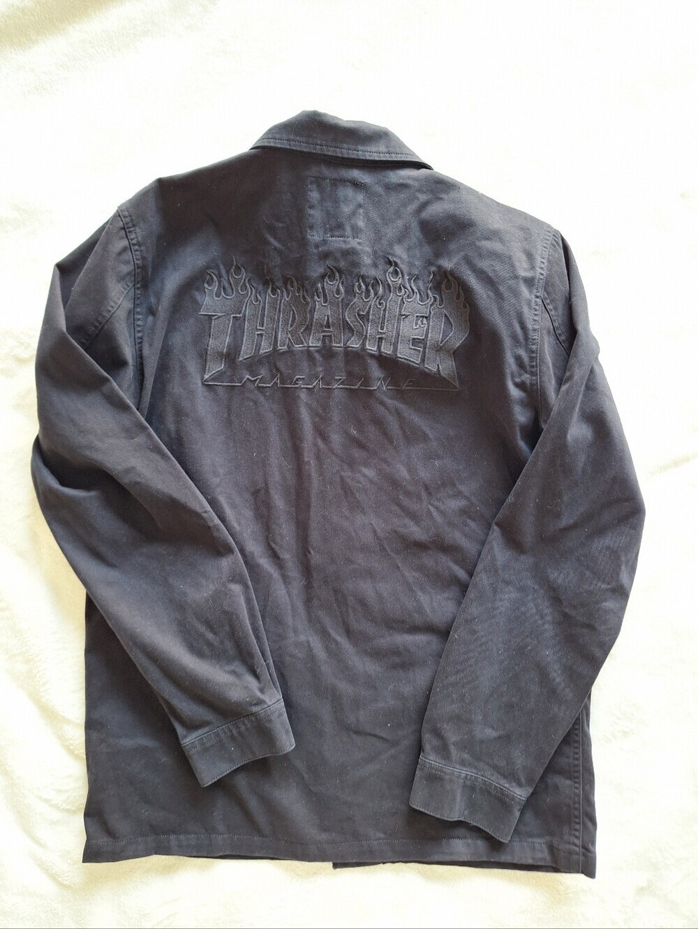Vans x Thrasher Flame Logo M65 Field Jacket Embroidered Back Skate Coat Men Sz M